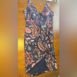 Averie Halley Draped Corset Dress Elegant Exotic Floral Print